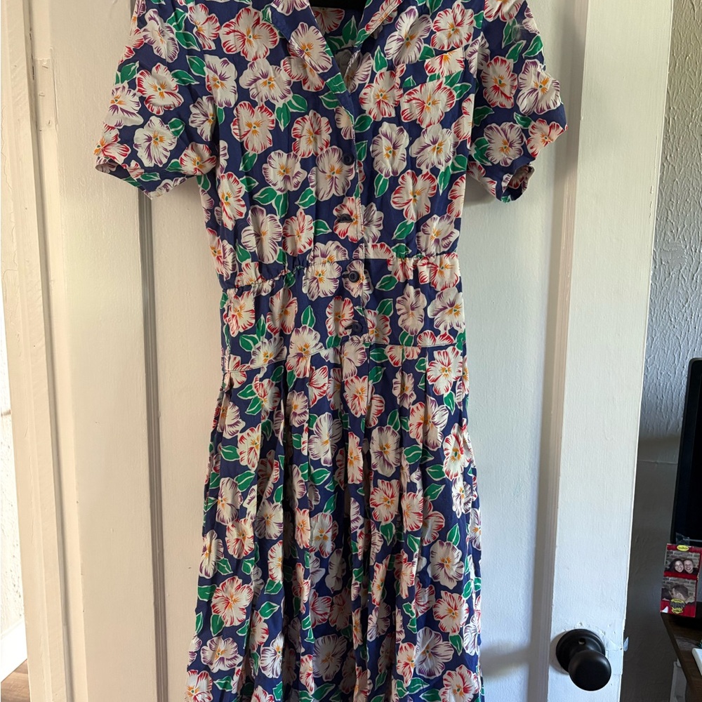 Liz Claiborne Floral Midi Dress - Blue and Pink